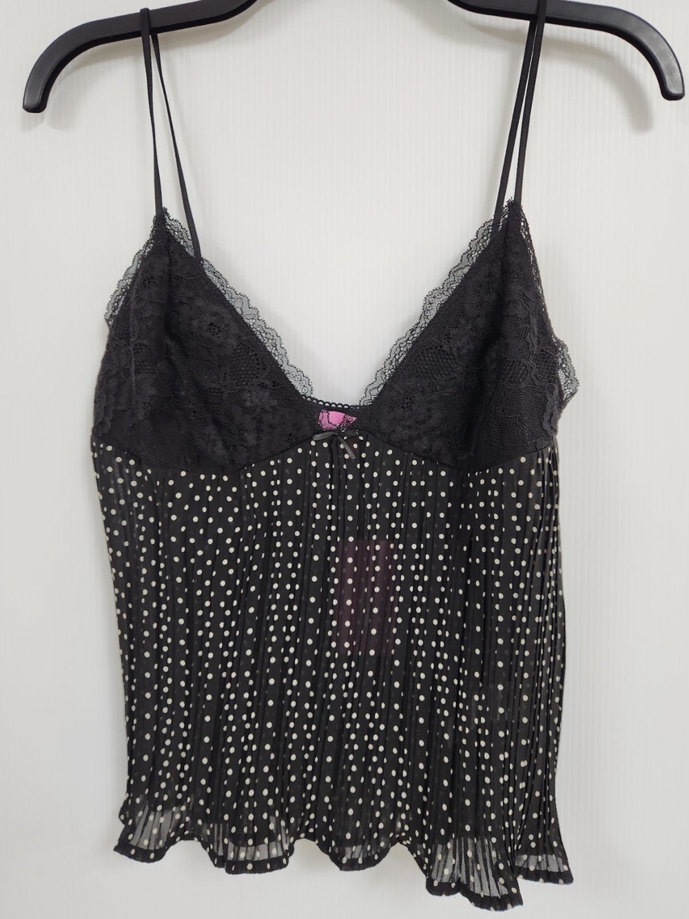 Edikted Black & White Polka Dot Lace Trim Cami
